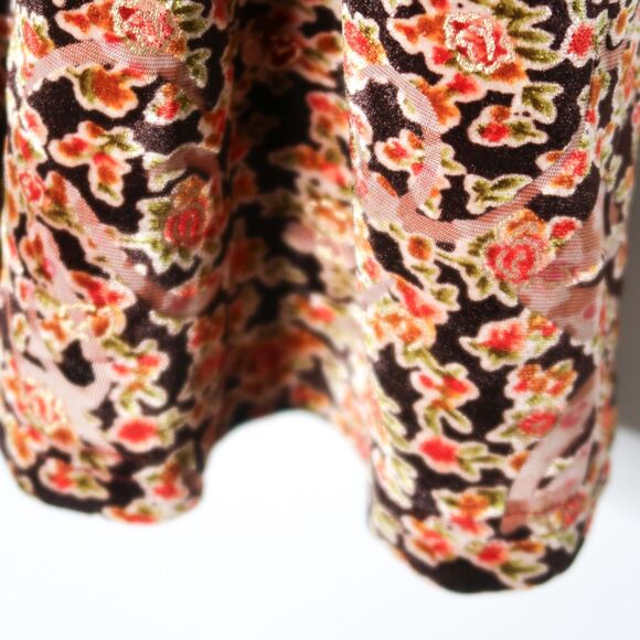 ModCloth Womens Velour Dress Plus Size 4X Red Gold Brown Floral Event Cocktail - Picture 11 of 13